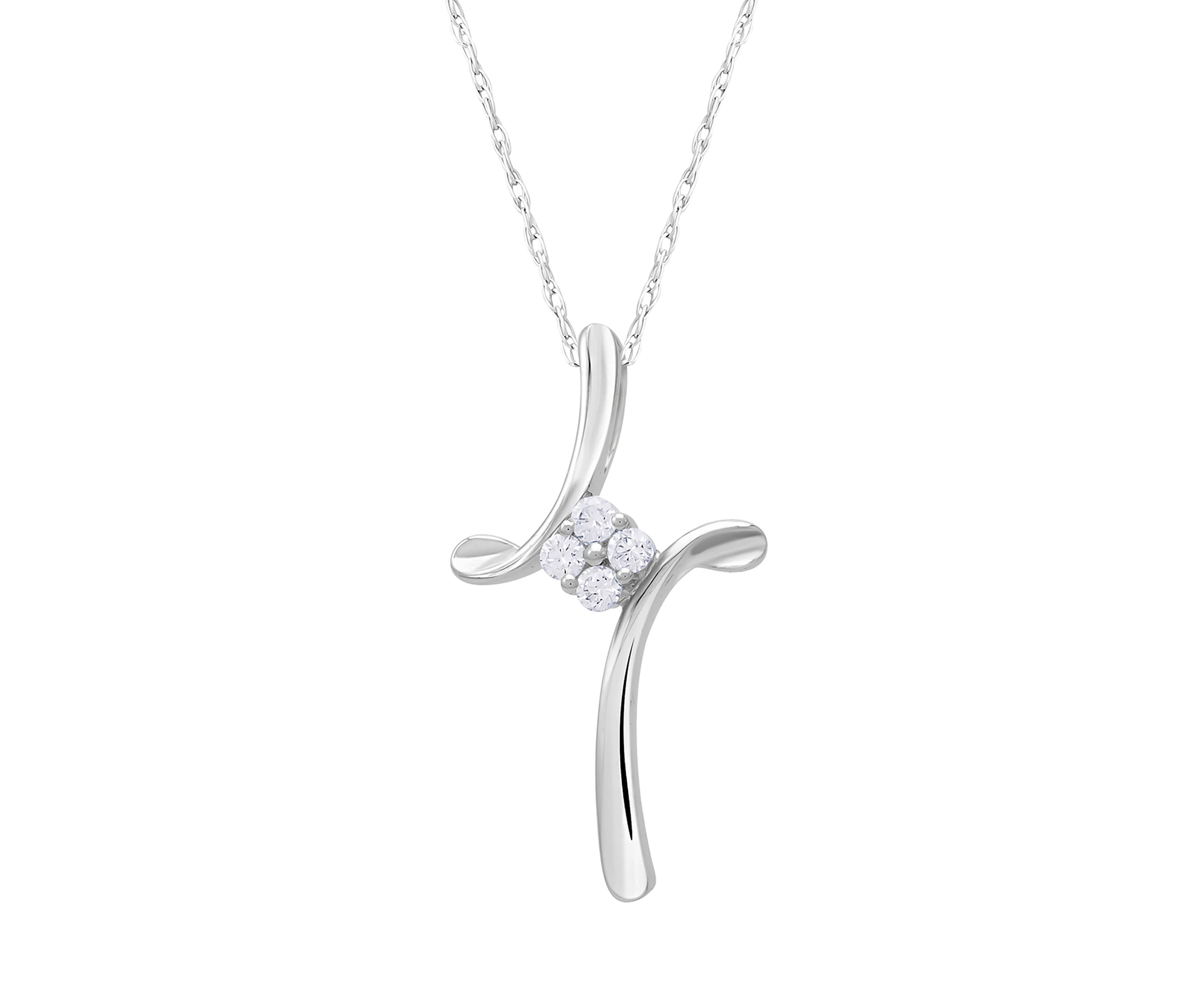 1/10 ct. t.w. Quad Diamond Abstract Cross Pendant in Sterling Silver