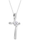 1/10 ct. t.w. Quad Diamond Abstract Cross Pendant in Sterling Silver