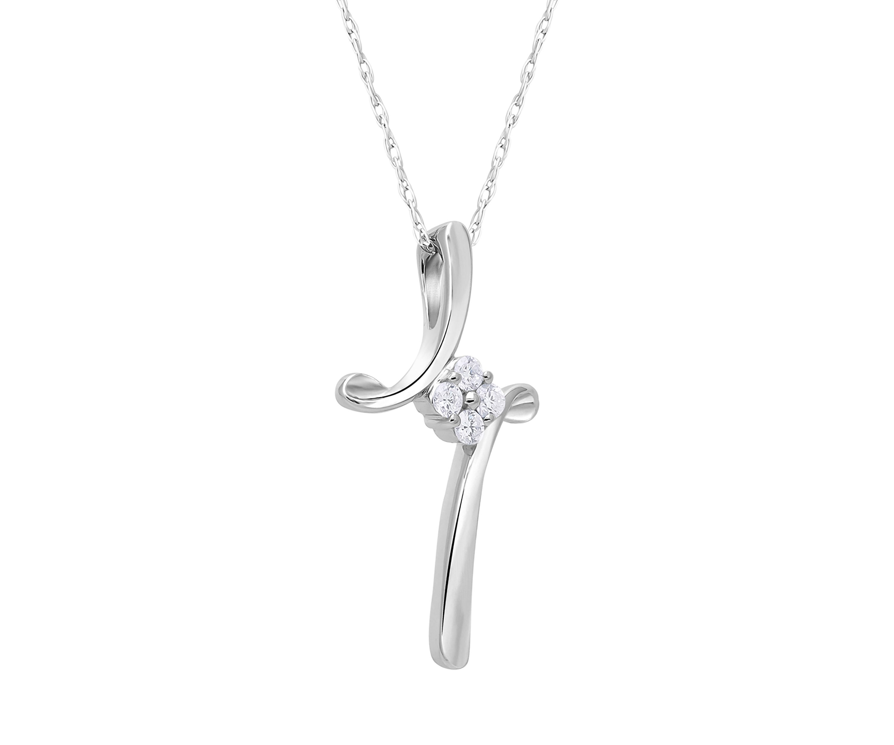 1/10 ct. t.w. Quad Diamond Abstract Cross Pendant in Sterling Silver