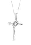 1/10 ct. t.w. Quad Diamond Abstract Cross Pendant in Sterling Silver