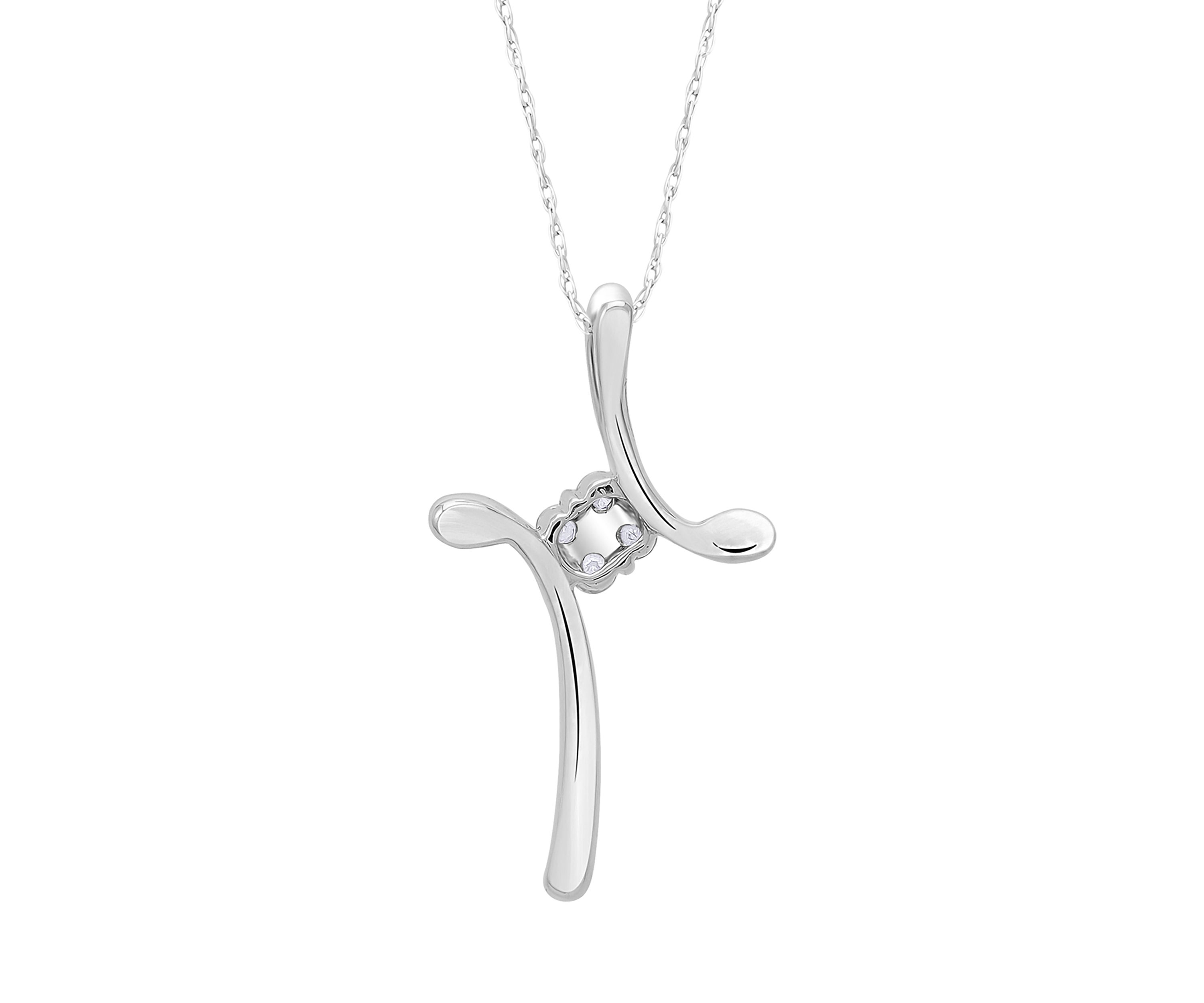 1/10 ct. t.w. Quad Diamond Abstract Cross Pendant in Sterling Silver
