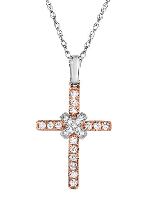 Diamour 1/5 ct. t.w. Diamond Cross Necklace in