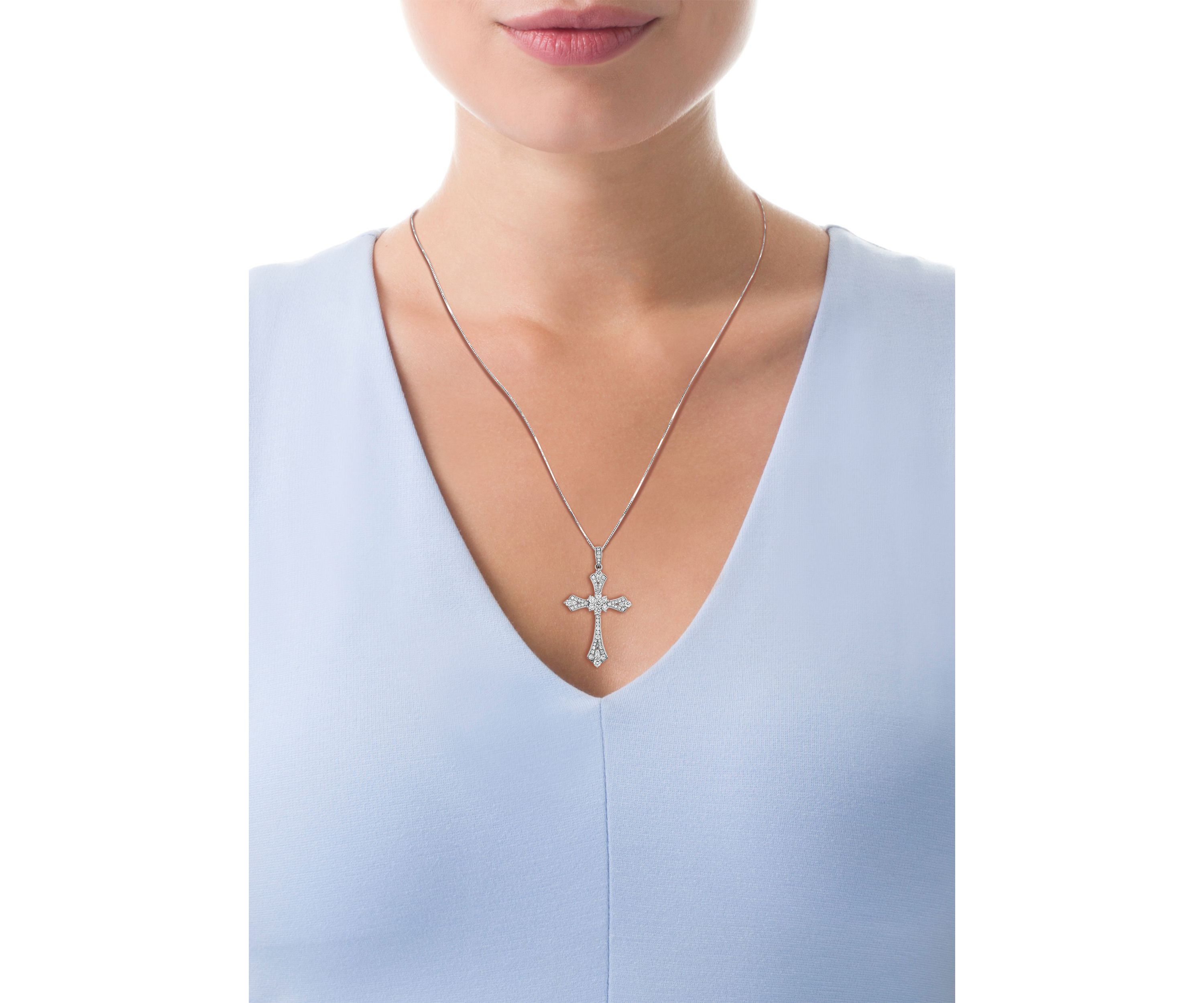 3/4 C.T.T.W Diamond 14K Cross Pendant