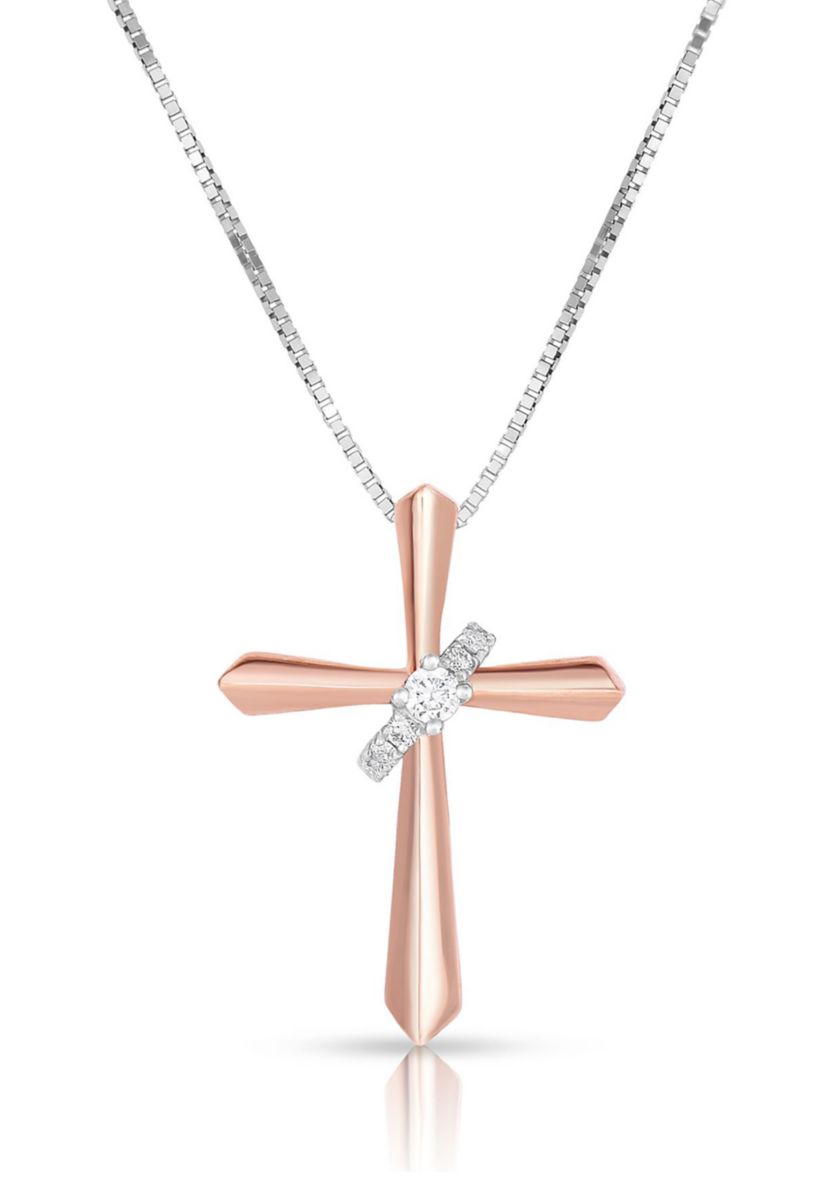 0.05 C.T.T.W Diamond 10K Cross Pendant