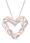  1/5 ct. t.w. Diamond Ribbons Heart Pendant in 10K Two-Tone Gold 