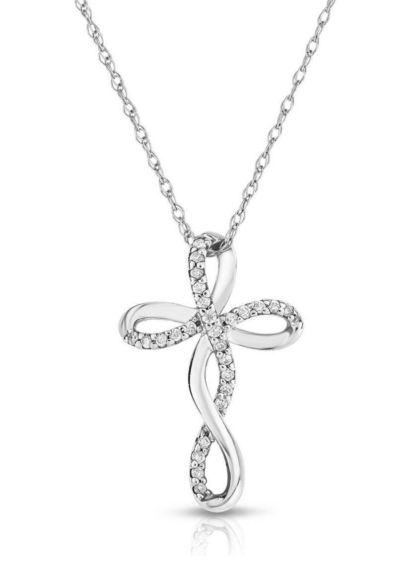 0.08 C.T.T.W Diamond 10K Cross Pendant