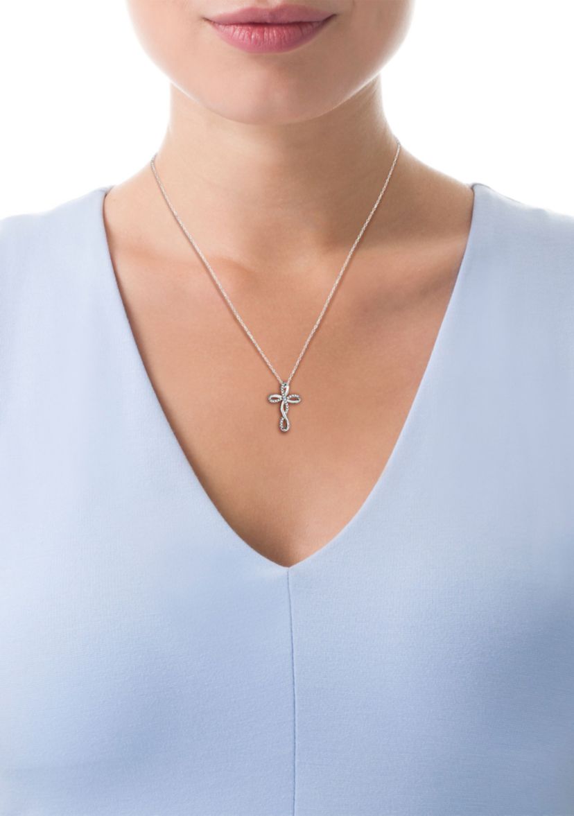 0.08 C.T.T.W Diamond 10K Cross Pendant