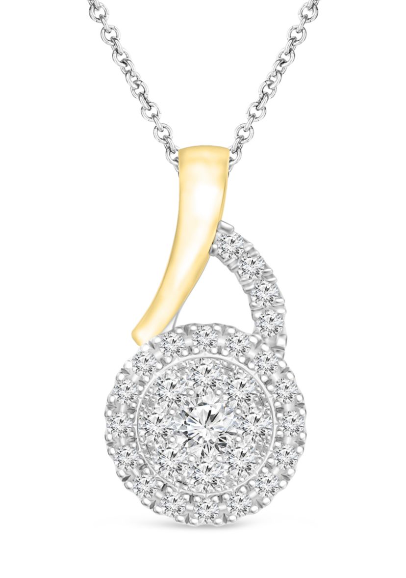 1/4 ct. t.w. Round-Cut Diamond Halo Pendant in 10K Two-Tone Gold