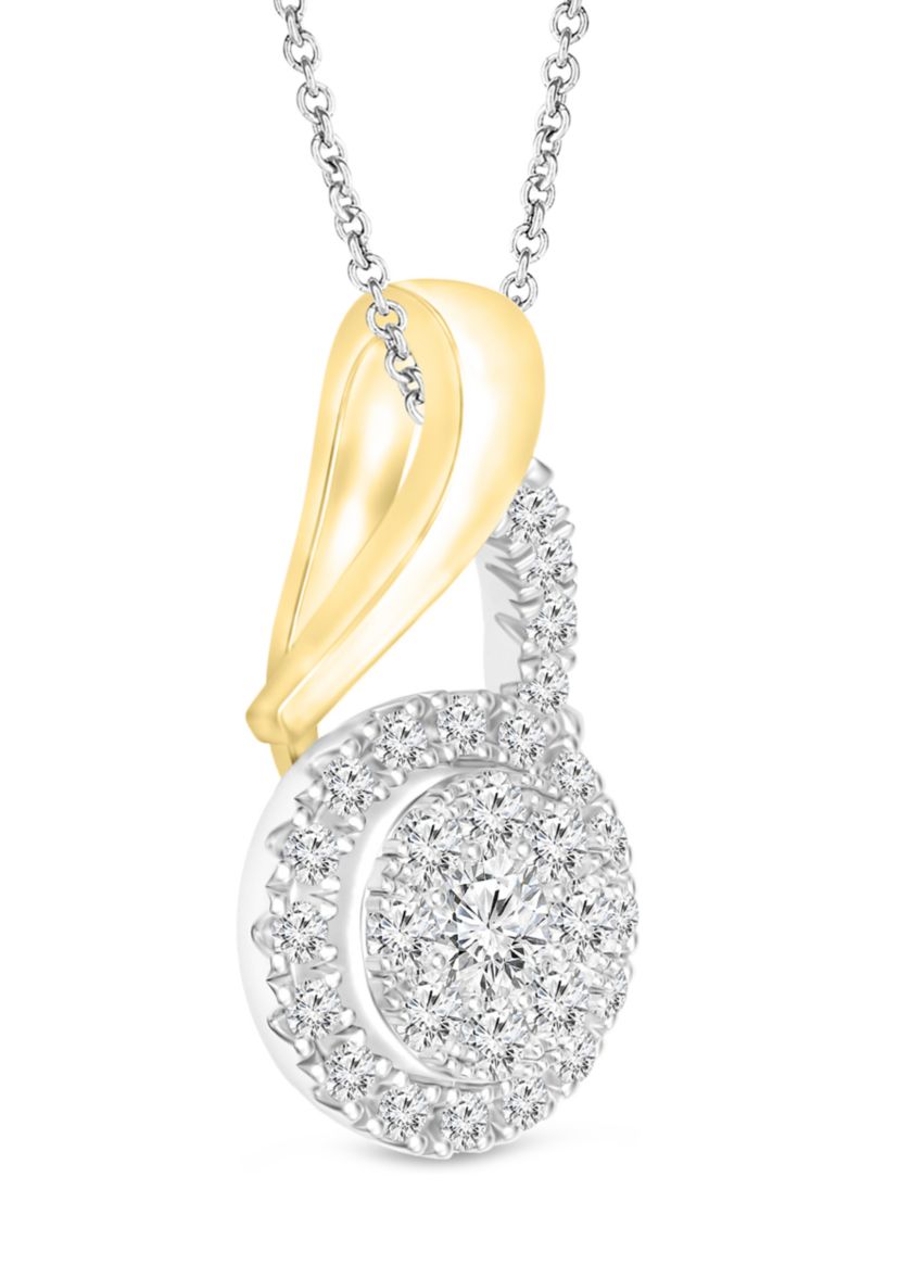 1/4 ct. t.w. Round-Cut Diamond Halo Pendant in 10K Two-Tone Gold
