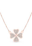 1/8 ct. t.w. Diamond Heart-Shaped Four Leaf Clover Necklace in 10K Rose Gold