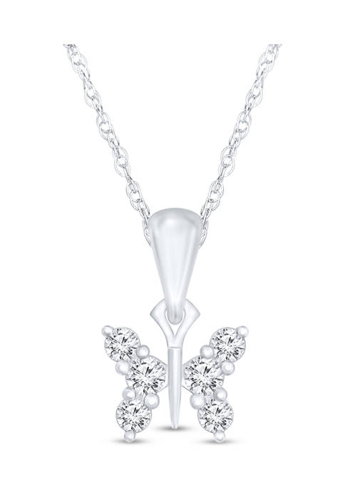  1/10 ct. t.w. Diamond Butterfly Pendant in Sterling Silver 