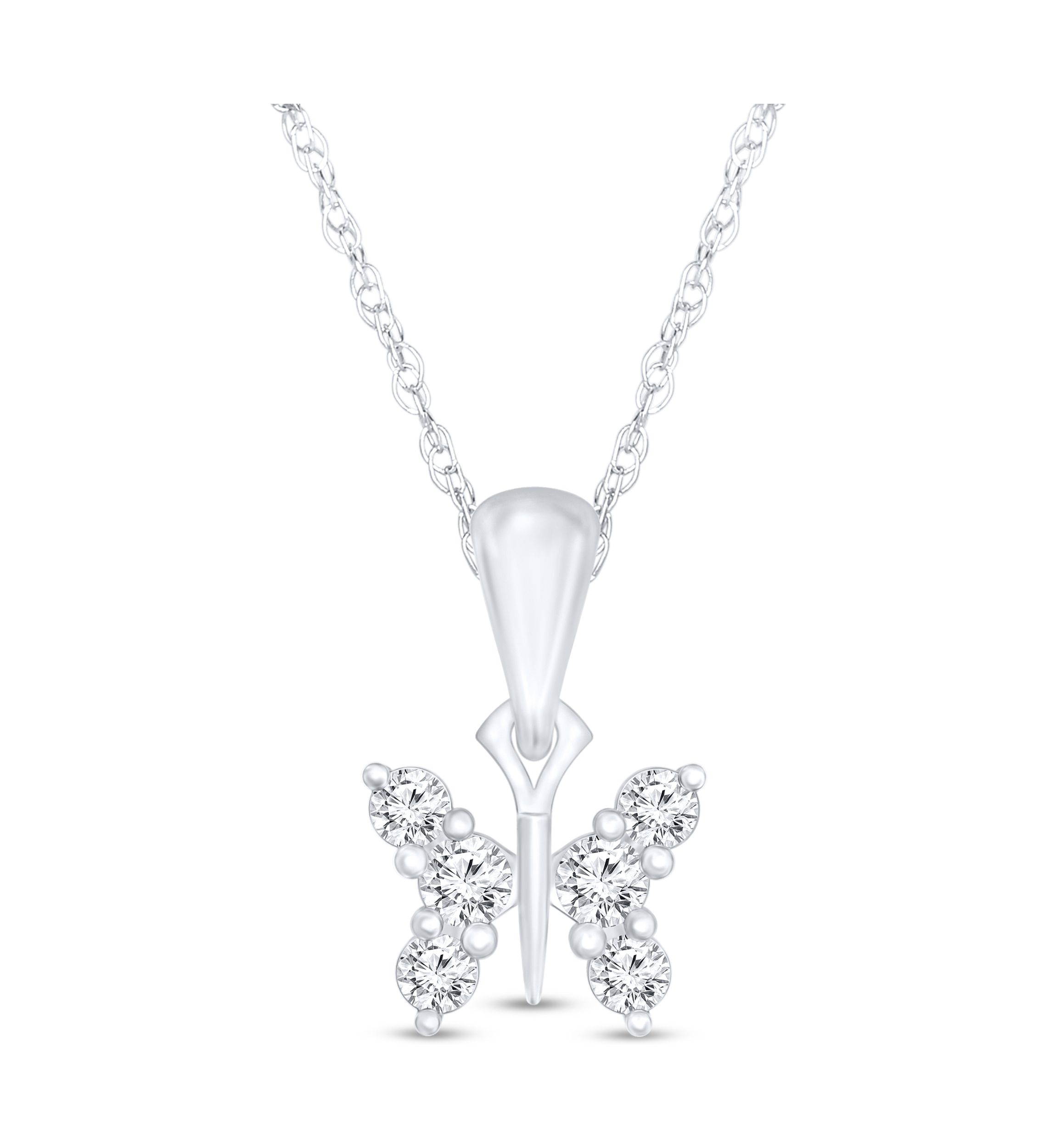  1/10 ct. t.w. Diamond Butterfly Pendant in Sterling Silver 