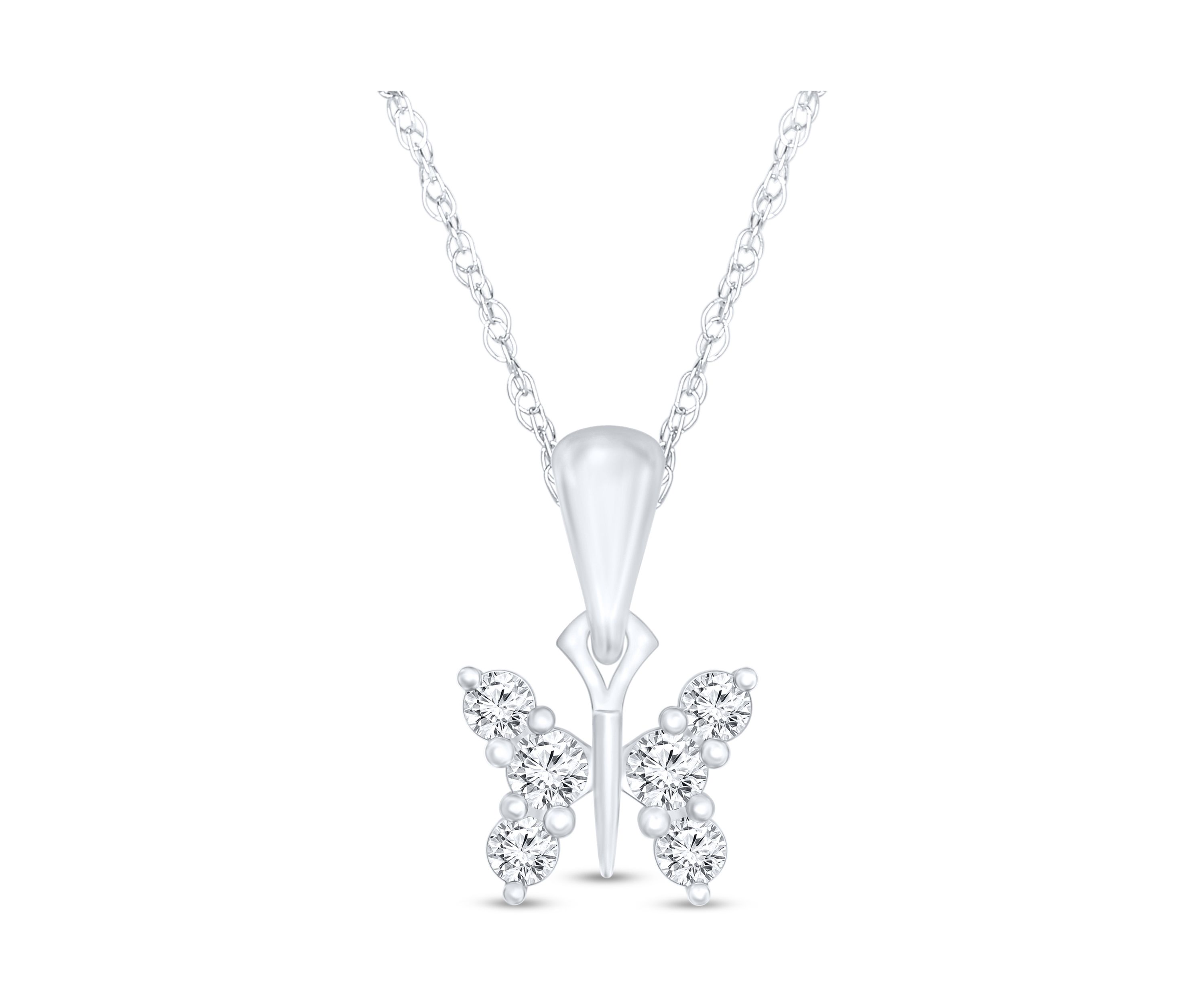  1/10 ct. t.w. Diamond Butterfly Pendant in Sterling Silver 