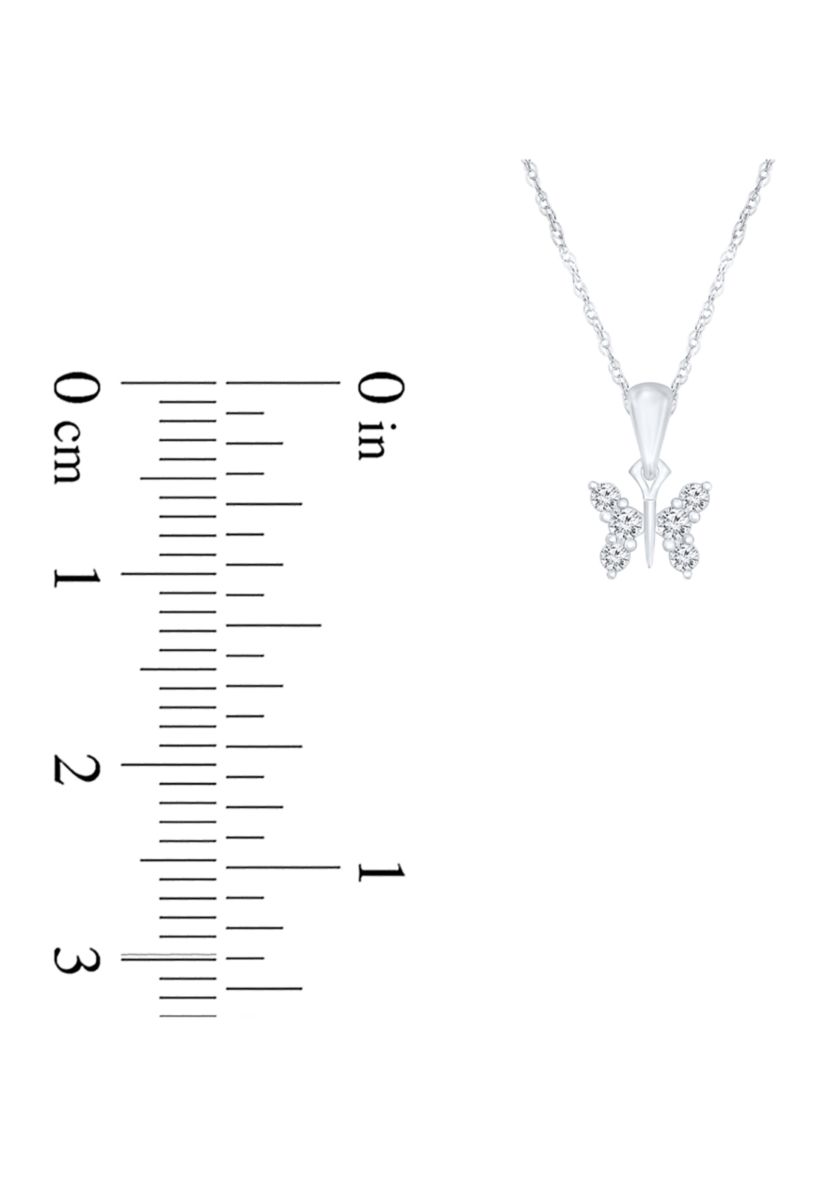 1/10 ct. t.w. Diamond Butterfly Pendant in Sterling Silver 