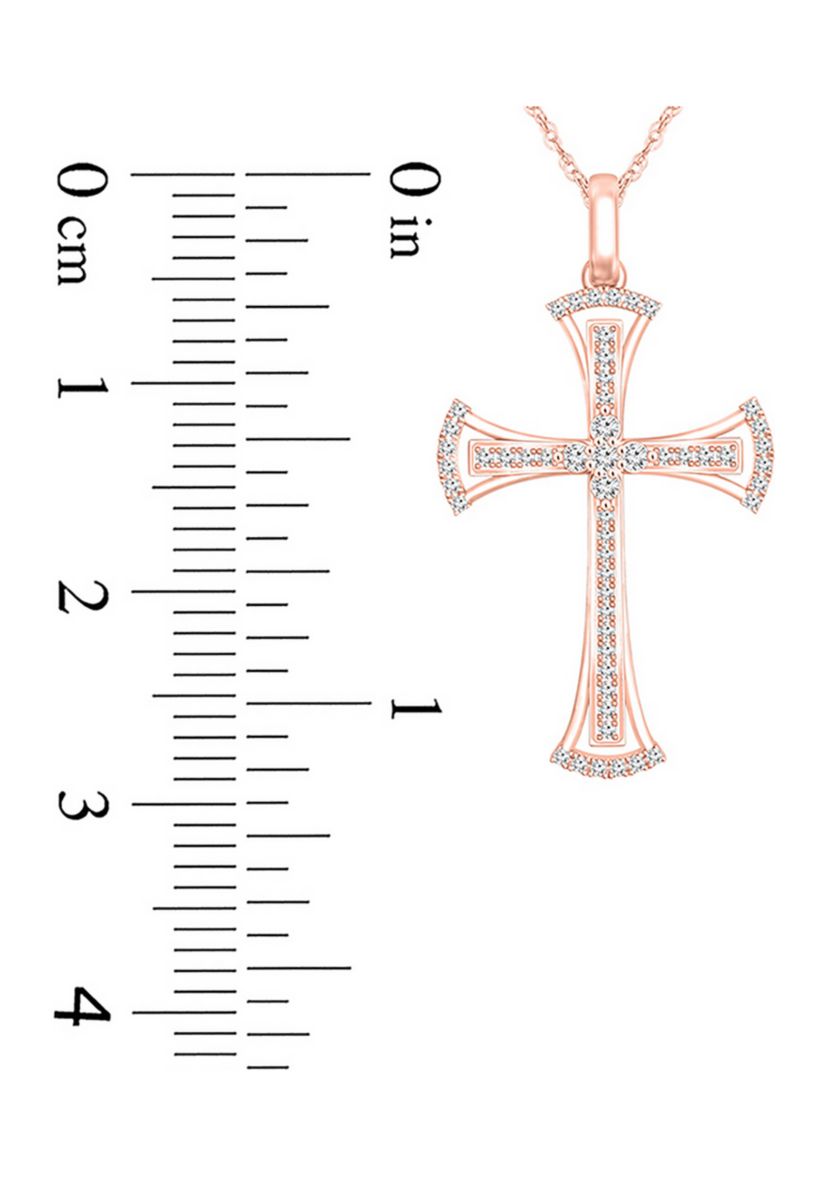 1/5 ct. t.w. Diamond Flared Cross Pendant in 10K Rose Gold