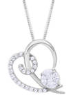 1/4 ct. t.w. Diamond Rose Heart Necklace in 10K White Gold