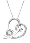 1/4 ct. t.w. Diamond Rose Heart Necklace in 10K White Gold