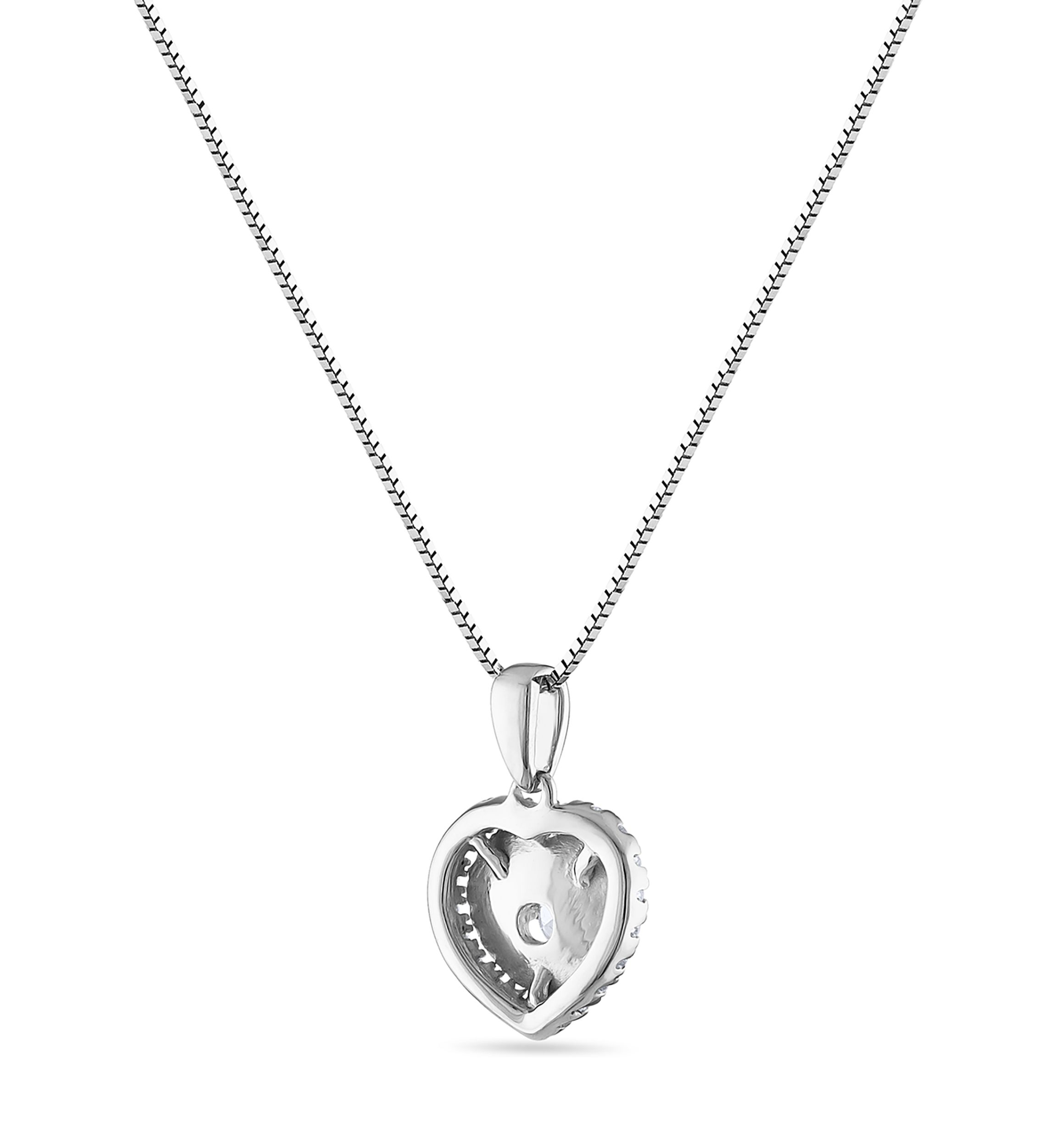 1/4 ct. t.w. Diamond Framed Polished Heart Pendant in 14K White Gold