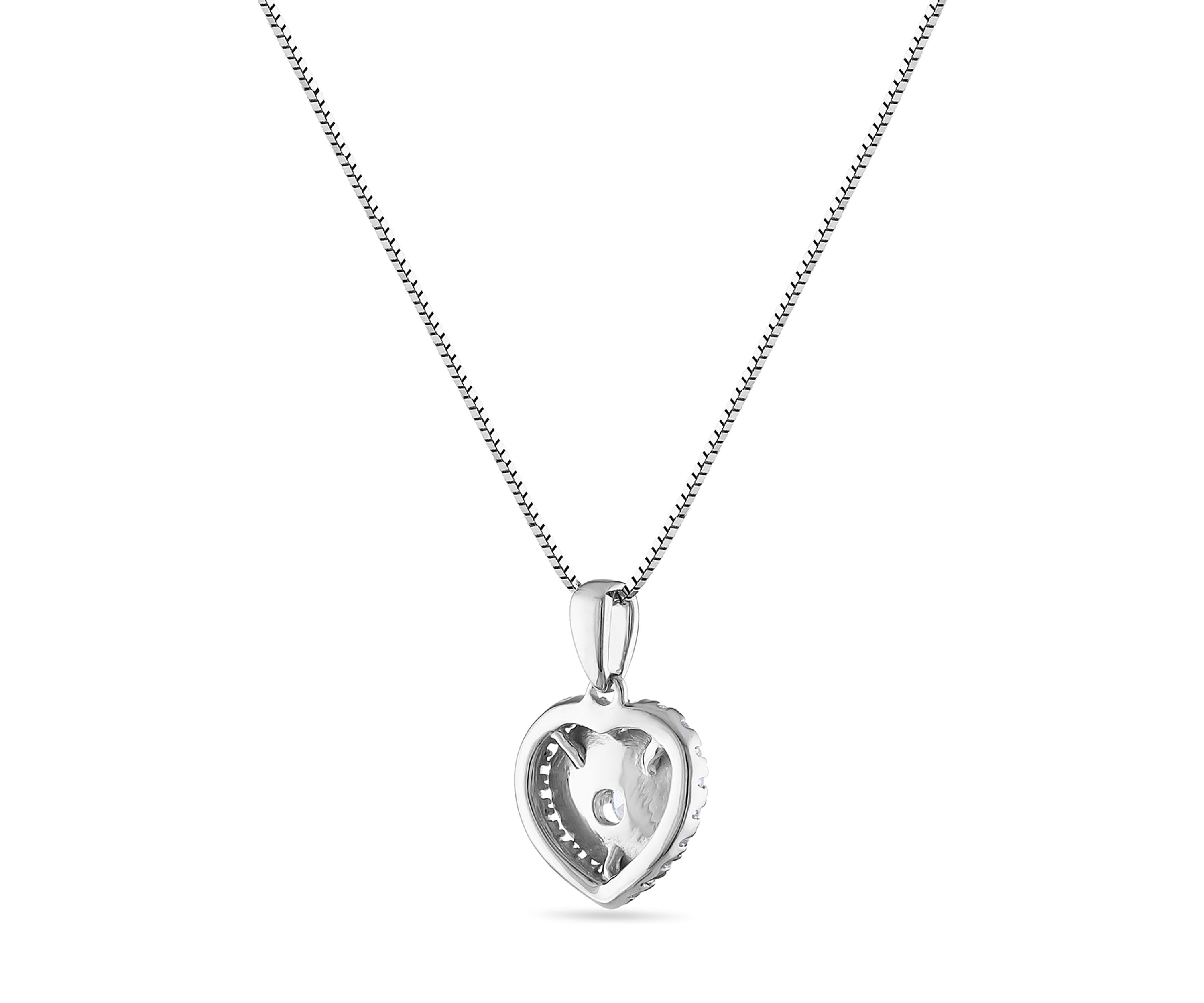 1/4 ct. t.w. Diamond Framed Polished Heart Pendant in 14K White Gold
