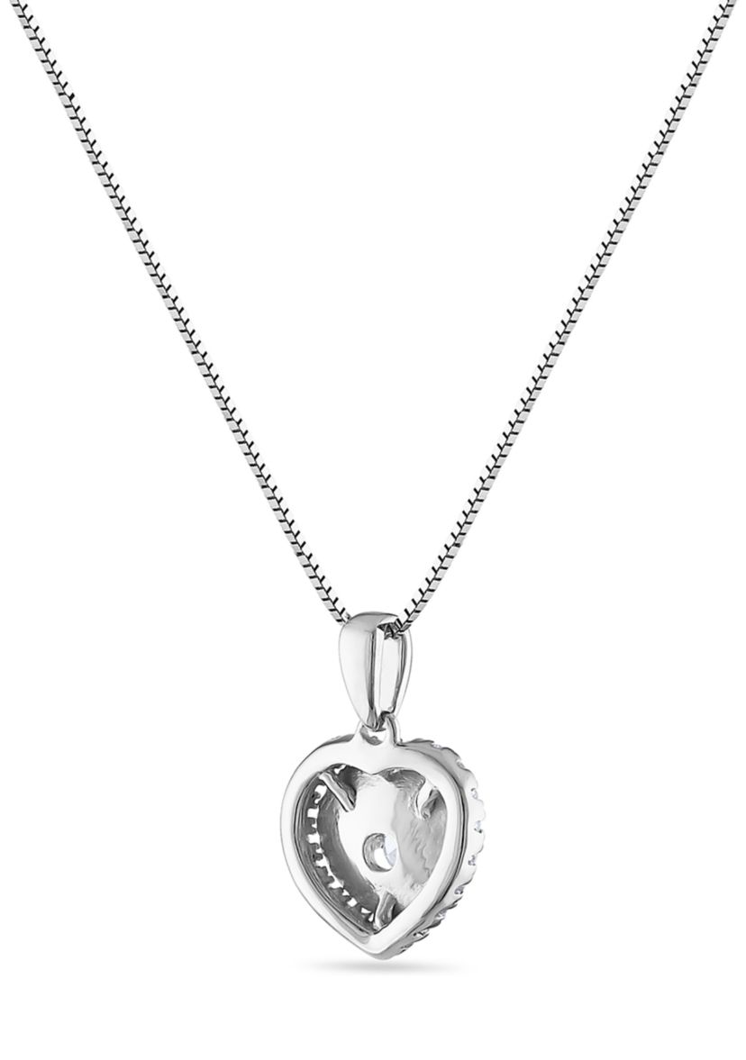 1/4 ct. t.w. Diamond Framed Polished Heart Pendant in 14K White Gold