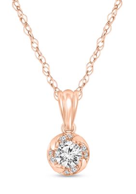Diamaison 1/4 Ct. T.w. Round-Cut Diamond Fashion Pendant In 10K Rose Gold