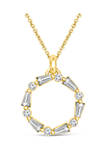 1/4 ct. t.w. Round and Baquette-cut Diamond Circle Pendant in 10K Yellow Gold