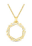 1/4 ct. t.w. Round and Baquette-cut Diamond Circle Pendant in 10K Yellow Gold