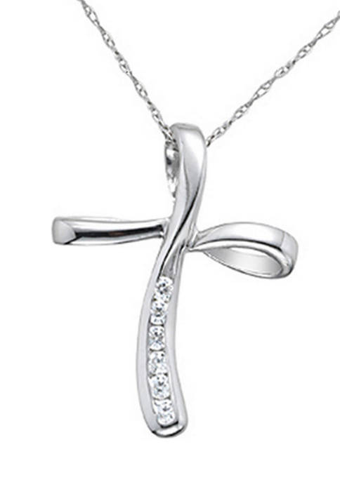 1/10 ct. t.w. Diamond Cross Pendant in Sterling Silver