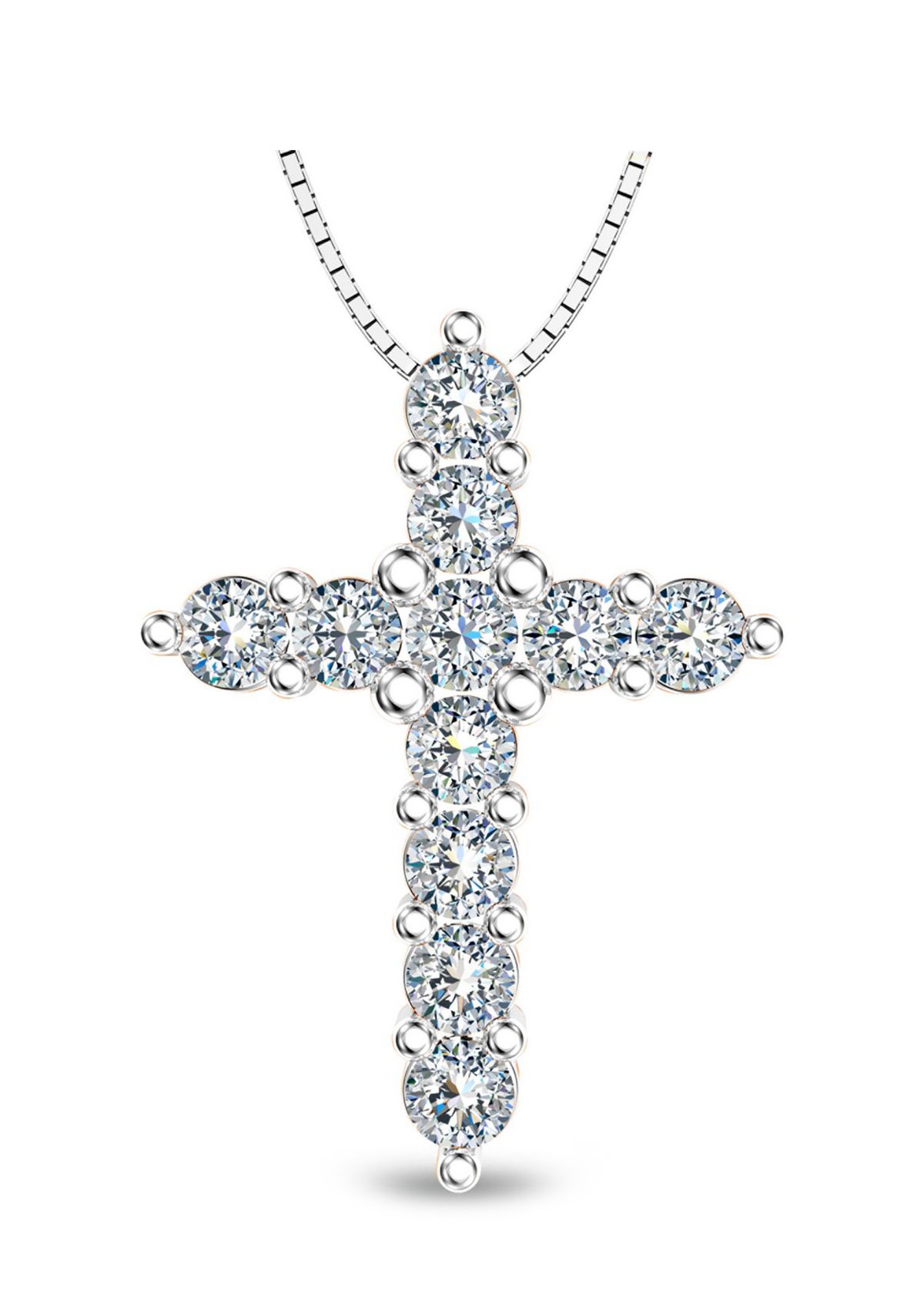 1/2 ct. t.w. Diamond Cross Pendant in Sterling Silver
