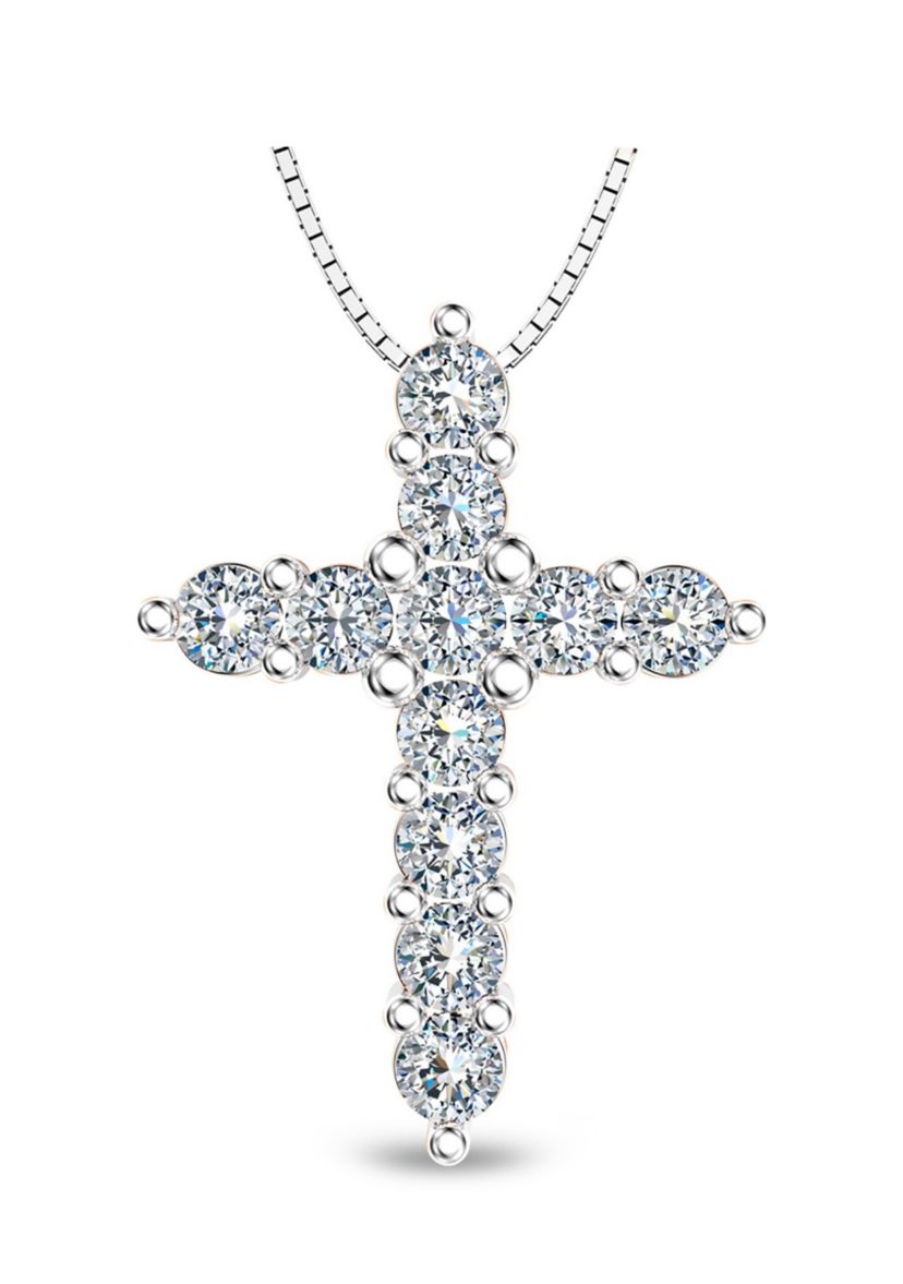 1/2 ct. t.w. Diamond Cross Pendant in Sterling Silver
