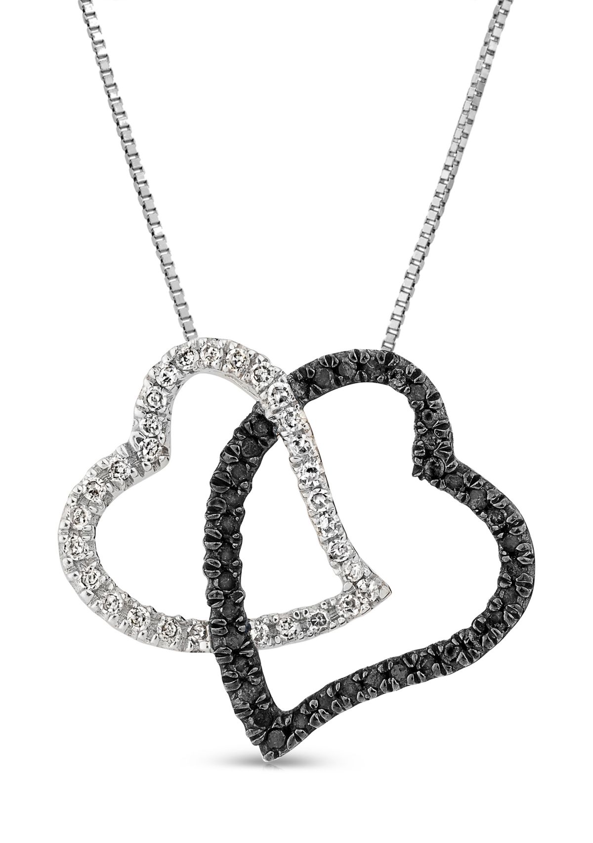 1/4 ct. t.w. Enhanced Black and White Diamond Double Heart Pendant in 10K White Gold