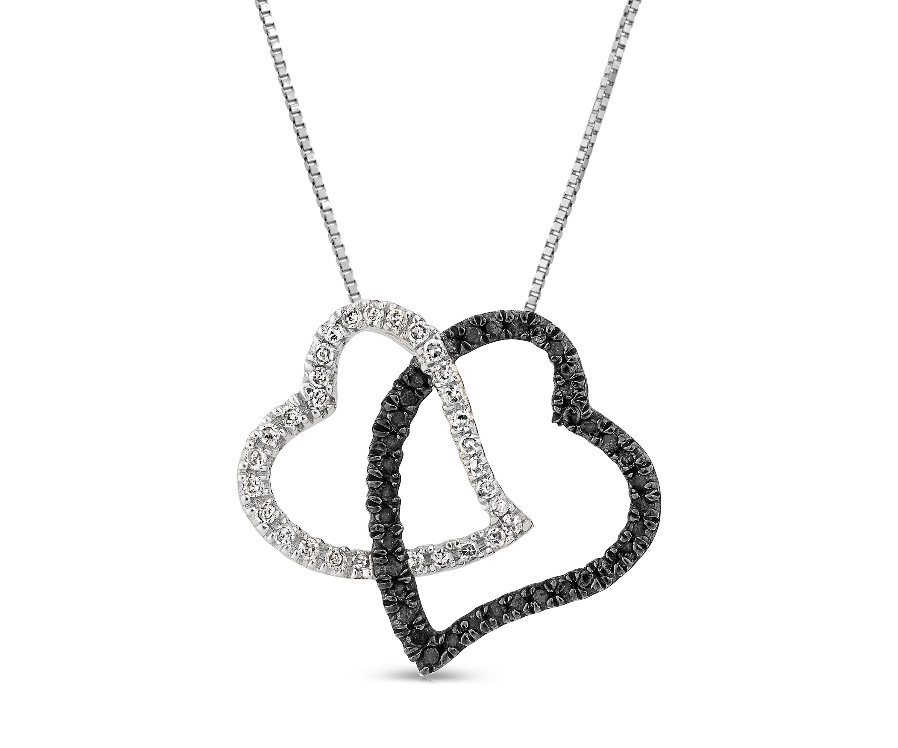 1/4 ct. t.w. Enhanced Black and White Diamond Double Heart Pendant in 10K White Gold