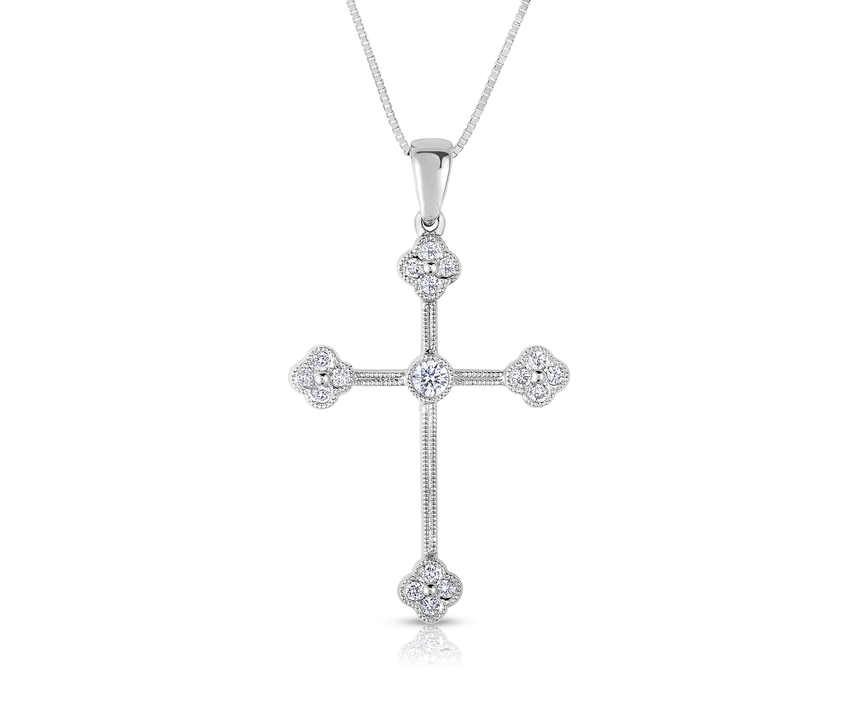 1/5 C.T.T.W Diamond 10K Cross Pendant