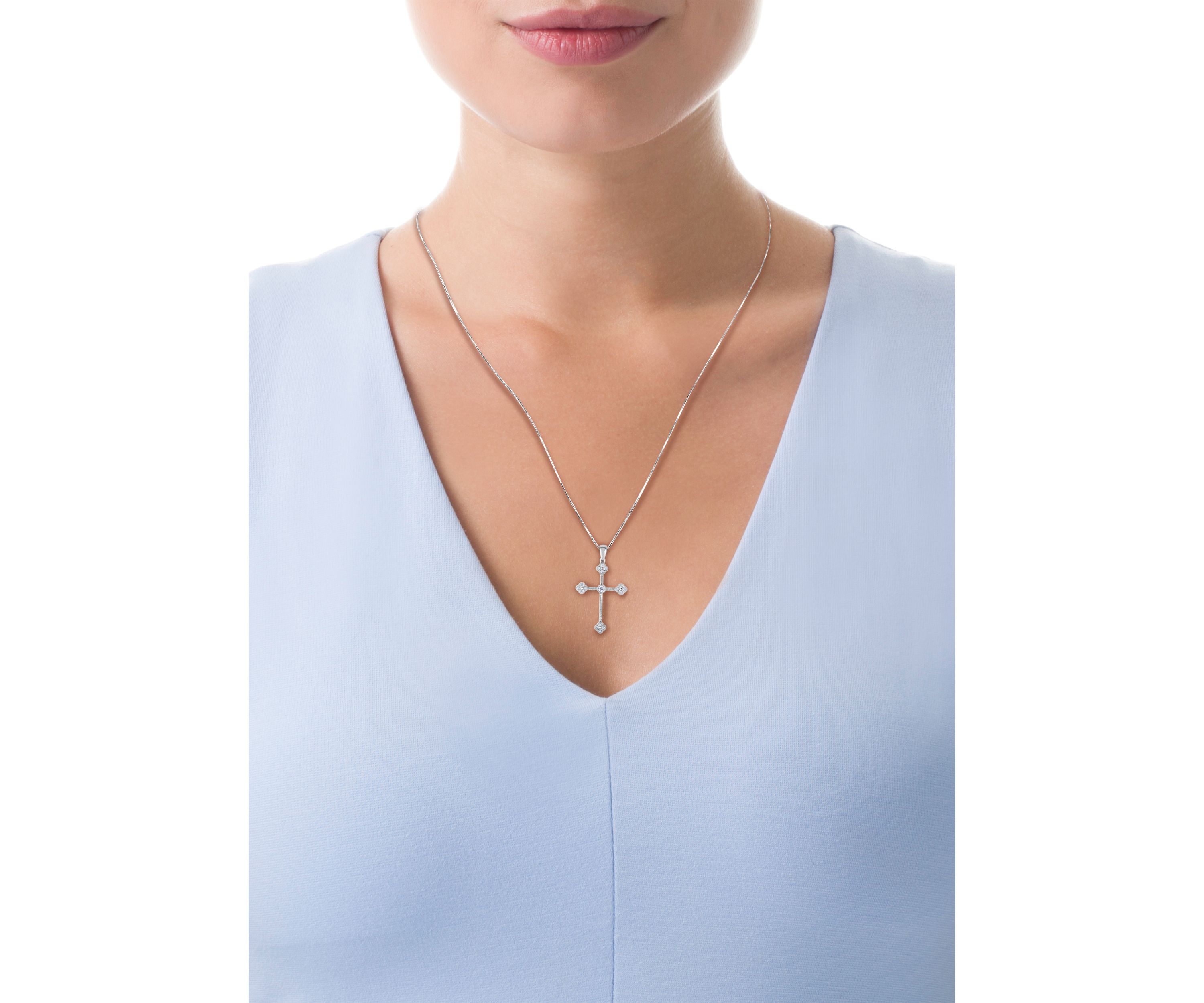 1/5 C.T.T.W Diamond 10K Cross Pendant
