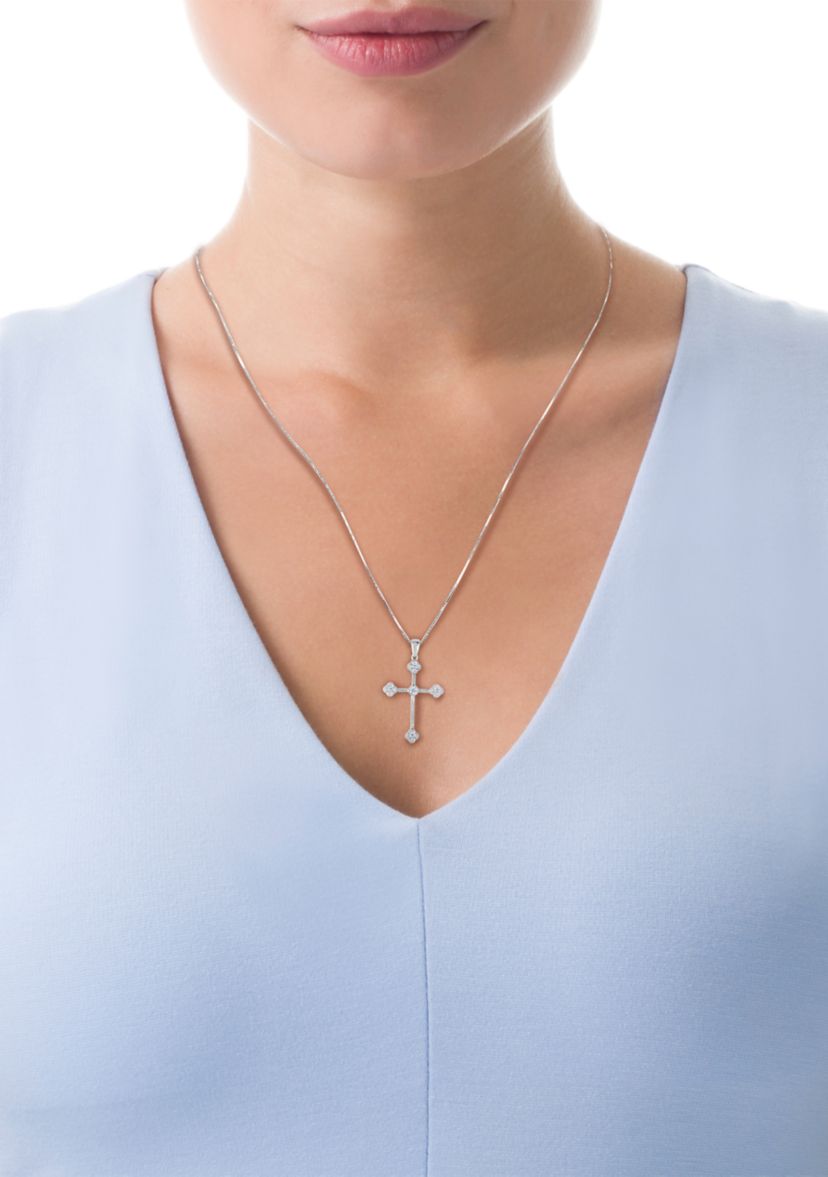 1/5 C.T.T.W Diamond 10K Cross Pendant