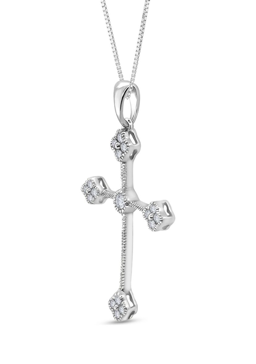 1/5 C.T.T.W Diamond 10K Cross Pendant