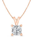 1/4 ct. t.w. Certified Princess Cut Diamond Solitaire Pendant in 14K Rose Gold (I/SI2)