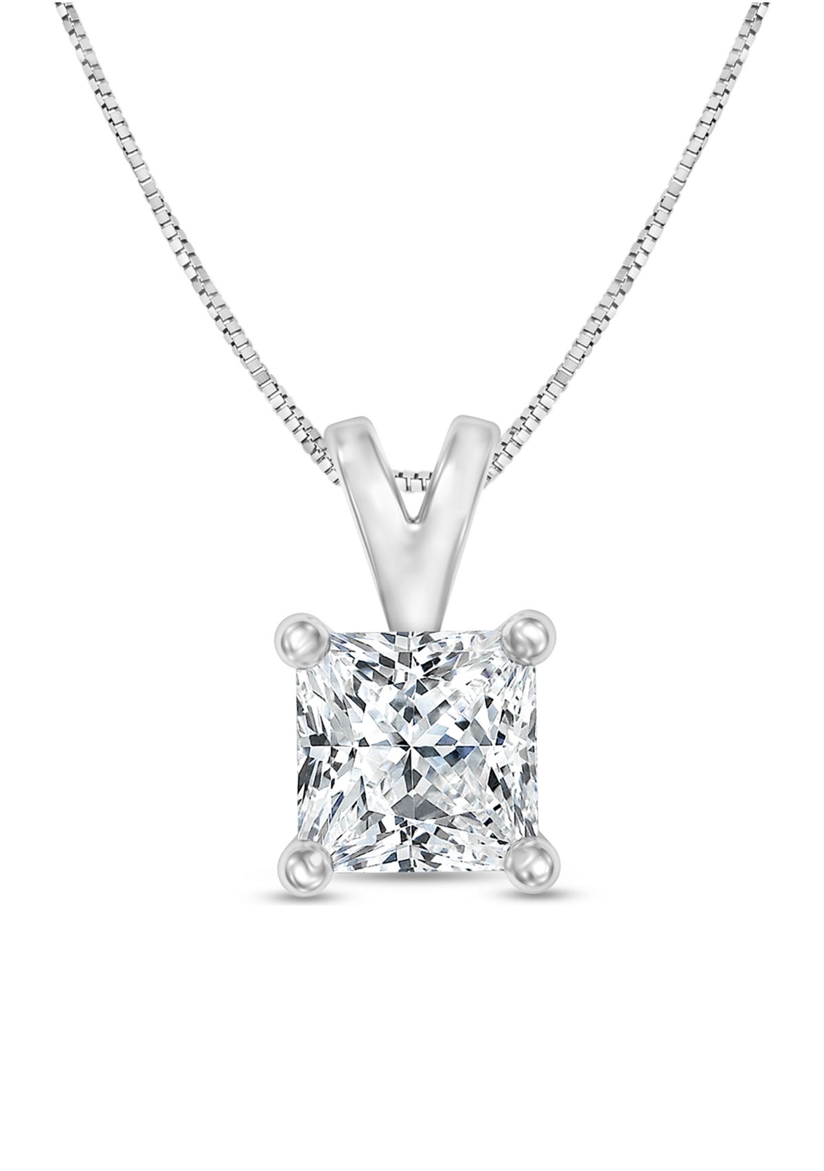 1/4 ct. t.w. Certified Princess Cut Diamond Solitaire Pendant in 14K White Gold (I/SI2)