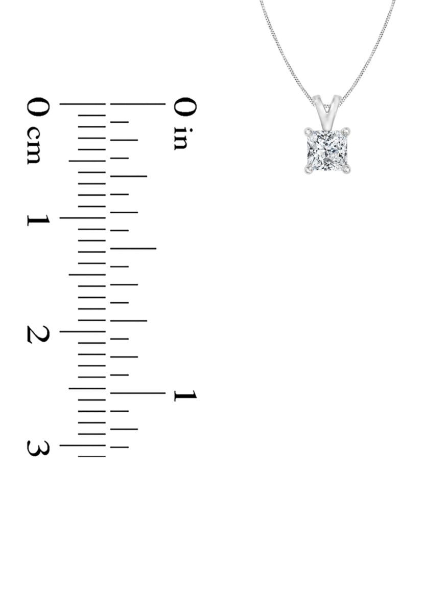 1/4 ct. t.w. Certified Princess Cut Diamond Solitaire Pendant in 14K White Gold (I/SI2)