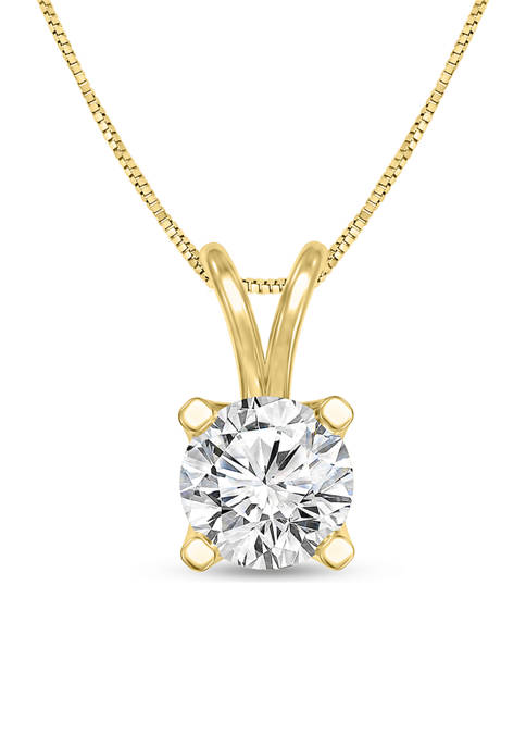 1/4 ct. t.w. Certified Diamond Solitaire Pendant in 14K Yellow Gold (I/SI2)