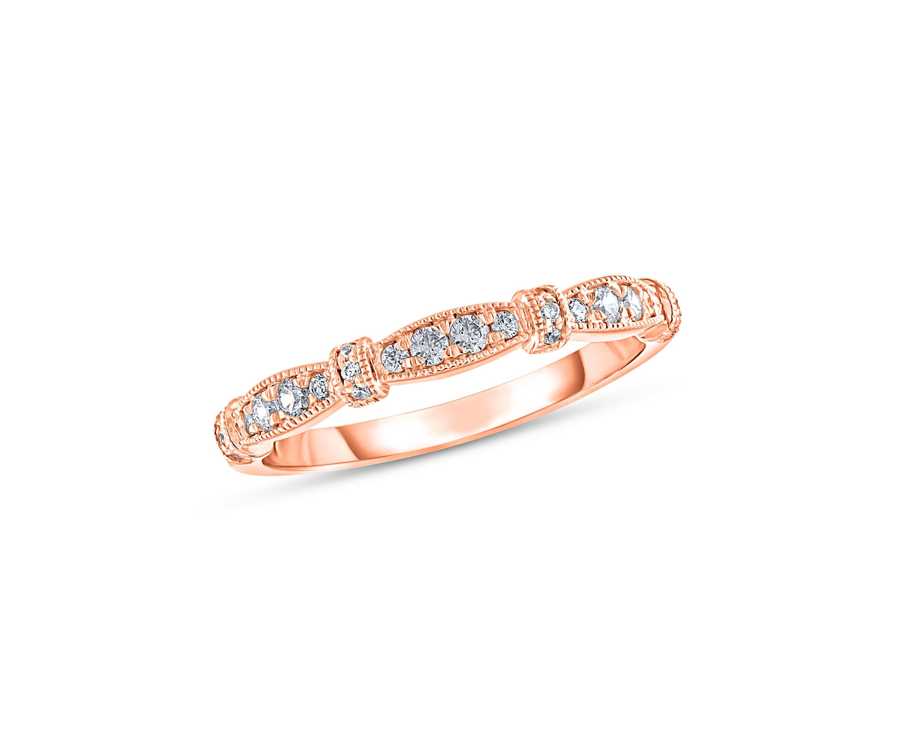 1/5CTW Diamond 14kt Gold Pink Ring