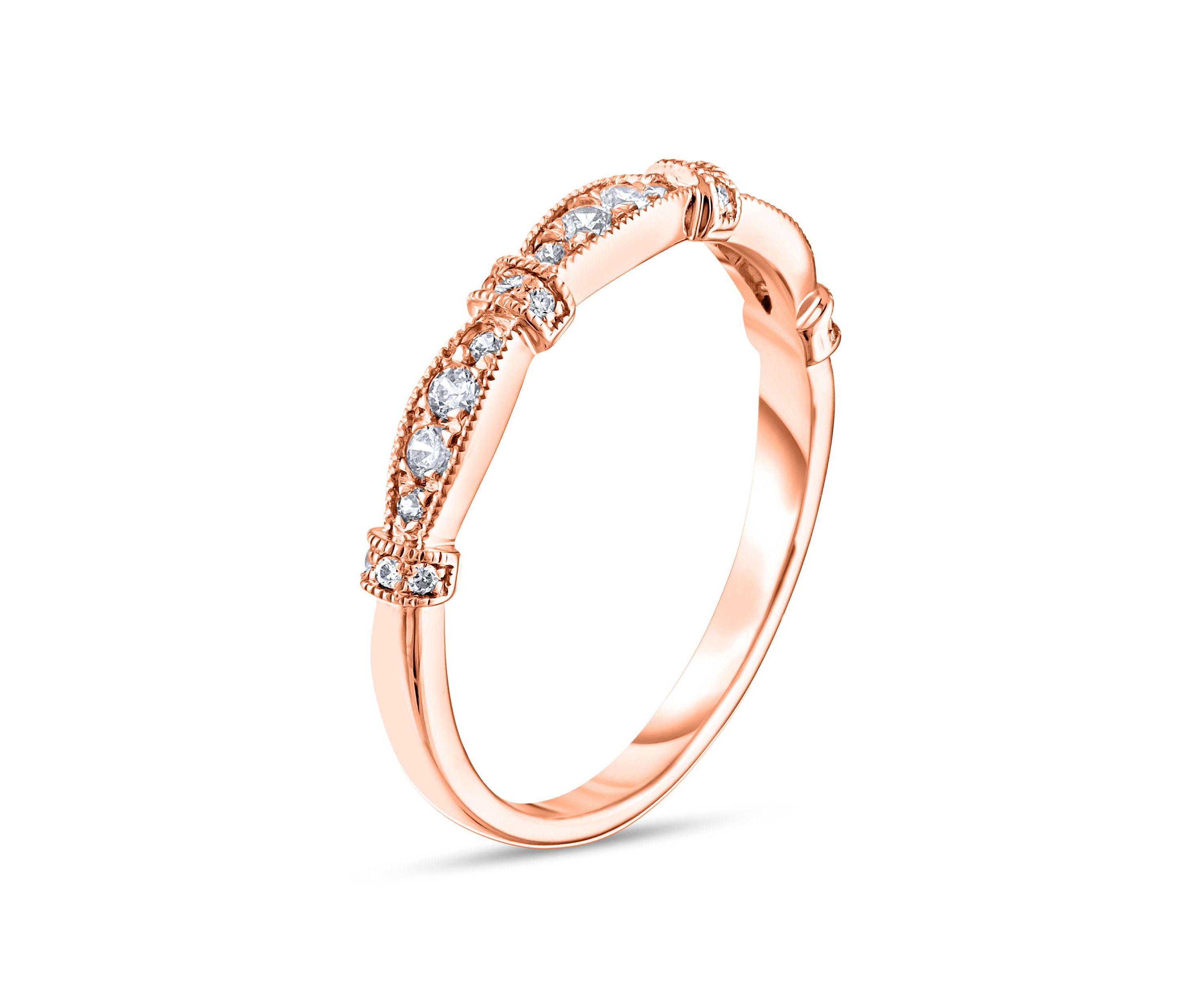 1/5CTW Diamond 14kt Gold Pink Ring