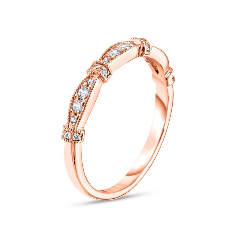 1/5CTW Diamond 14kt Gold Pink Ring