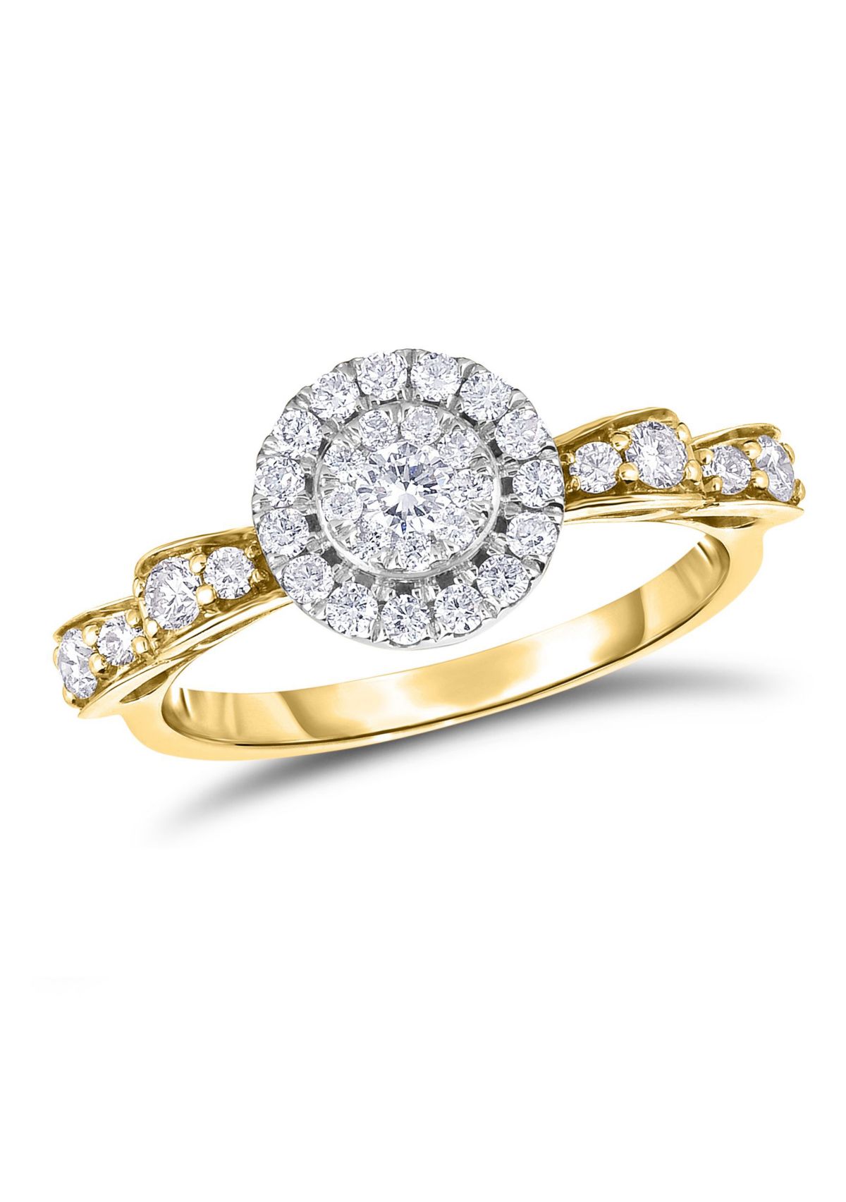 1/2 C.T.T.W Diamond 14Kt Gold Engagement Ring