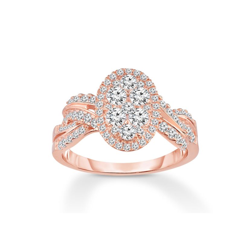 1-1/4CTW Diamond 14kt Gold Pink Ring
