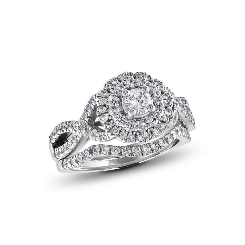 1CTW Diamond 14kt Gold White Ring Set