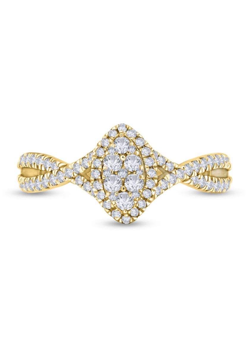 1/2 C.T.T.W Diamond 14Kt Gold Engagement Ring