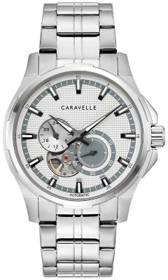 Caravelle Mens Classic SilverTone Bracelet Watch 42mm