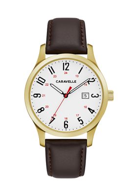 Caravelle by Bulova Men's Traditional Leather Strap Watch -  540026444B116