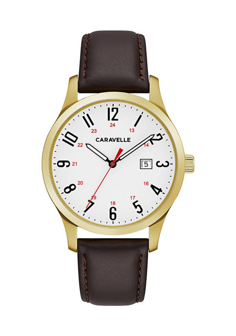 Caravelle by Bulova Traditional Leather Strap Watch